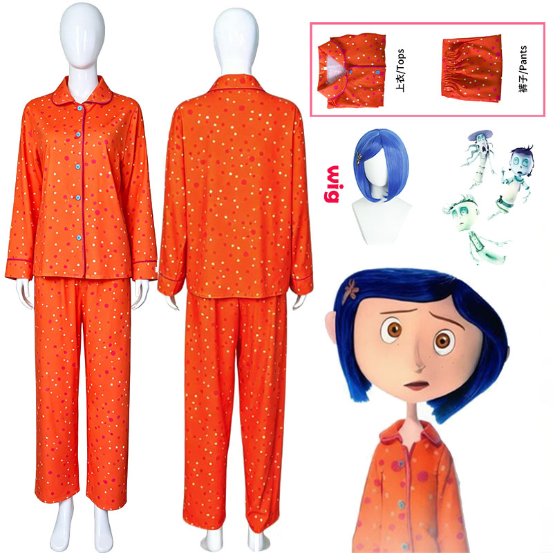 Prop Para Cosplay - Movie Coraline Cosplay Pajamas Costume Orange