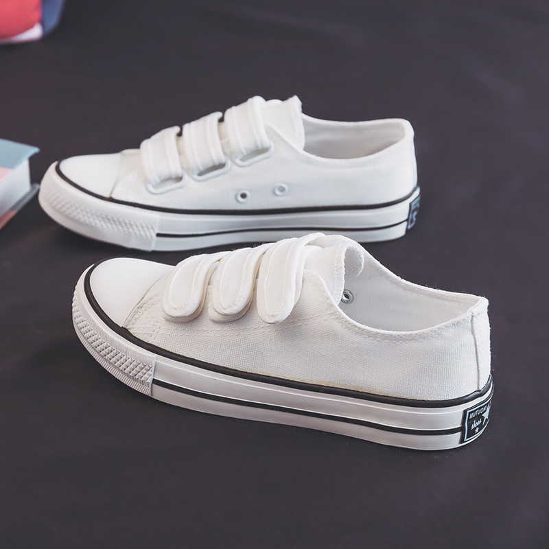 Velcro Hook Loop - New style Velcro low-top white sneakers,