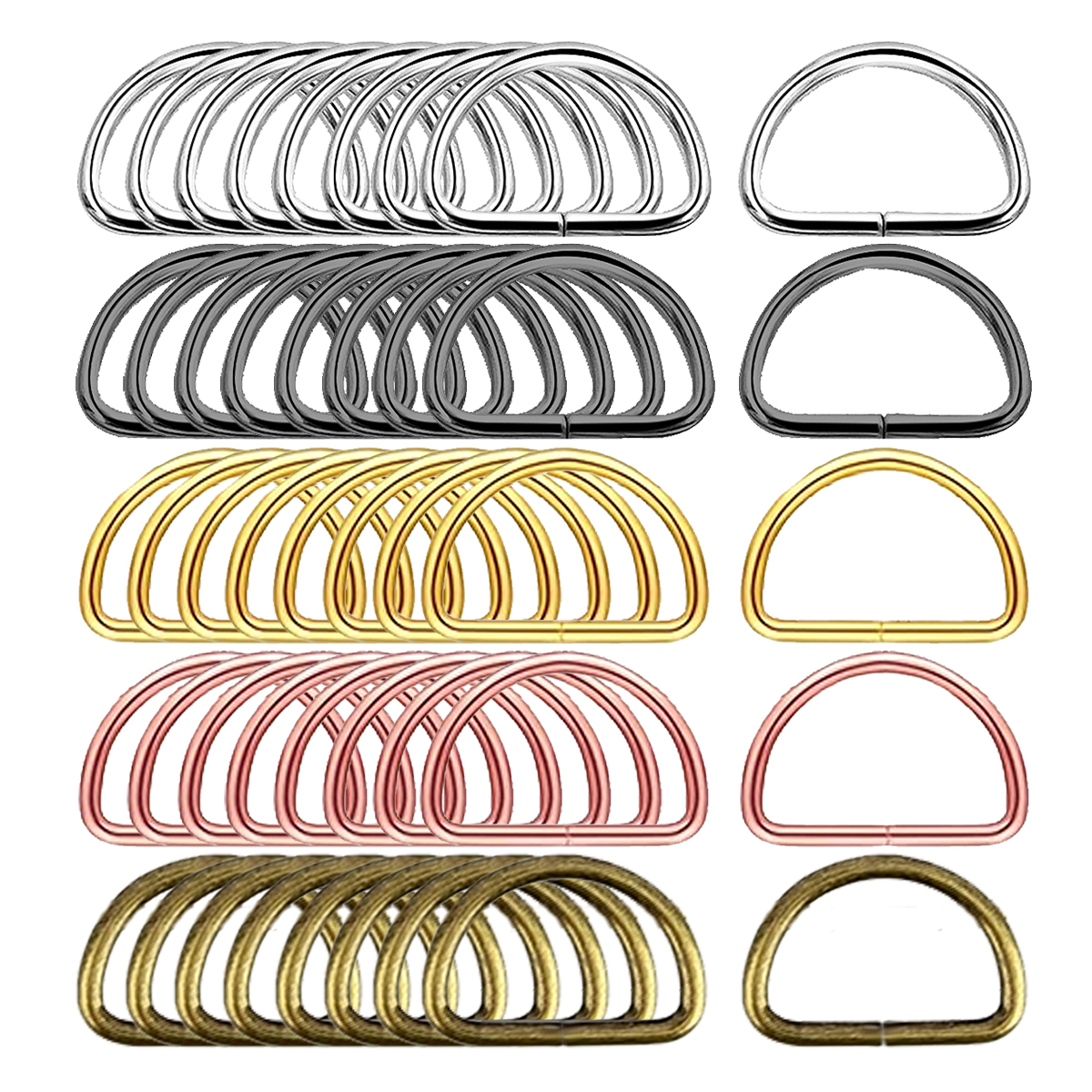 D Ring Strap - 30/60/100Pcs D-Shaped Ring Metal Buckle with